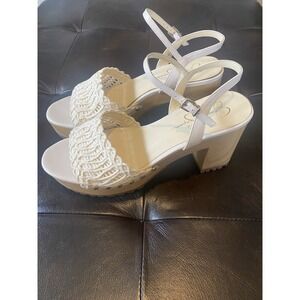 Jessica Simpson Crochet‎ Wood Block High Heel Lug Sole Hippie Style Size 11M EUC
